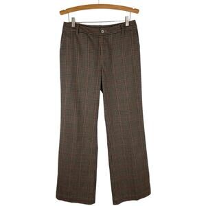 Vintage Eddie Bauer tan red black wool checked high waisted preppy trouser pants